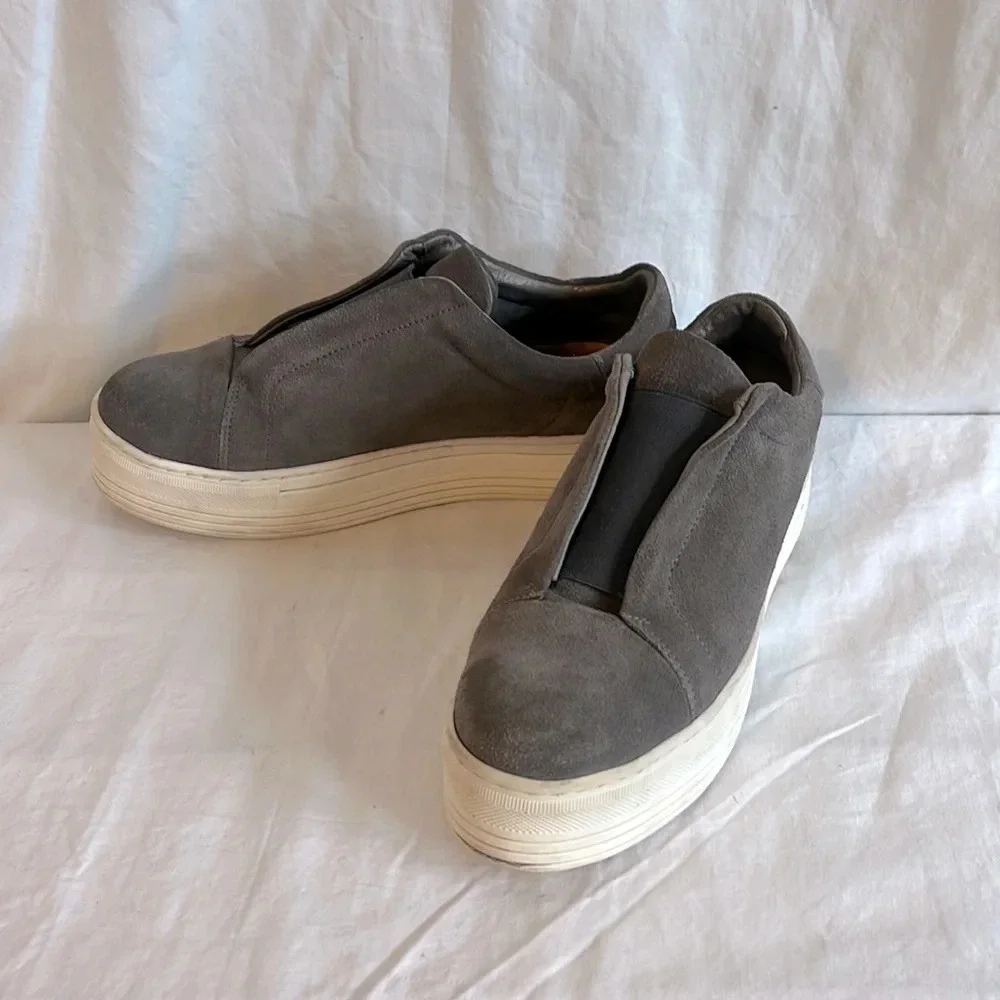 All Saints Aya Suede Platform Slip On Rounded Toe Elastic Top Sneaker 38/8